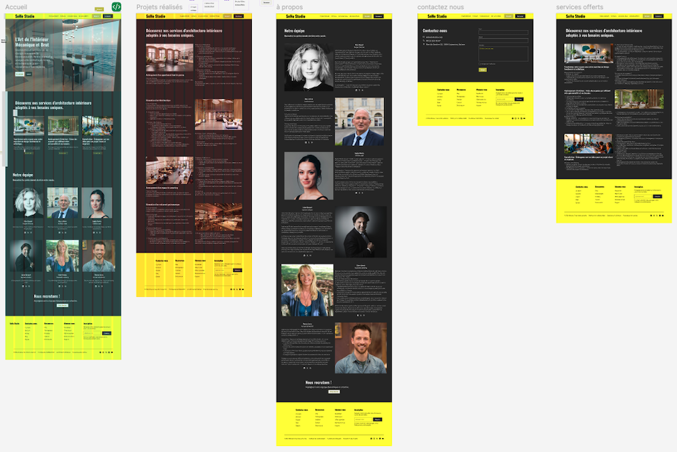 screenshot de Figma avec les différentes pages